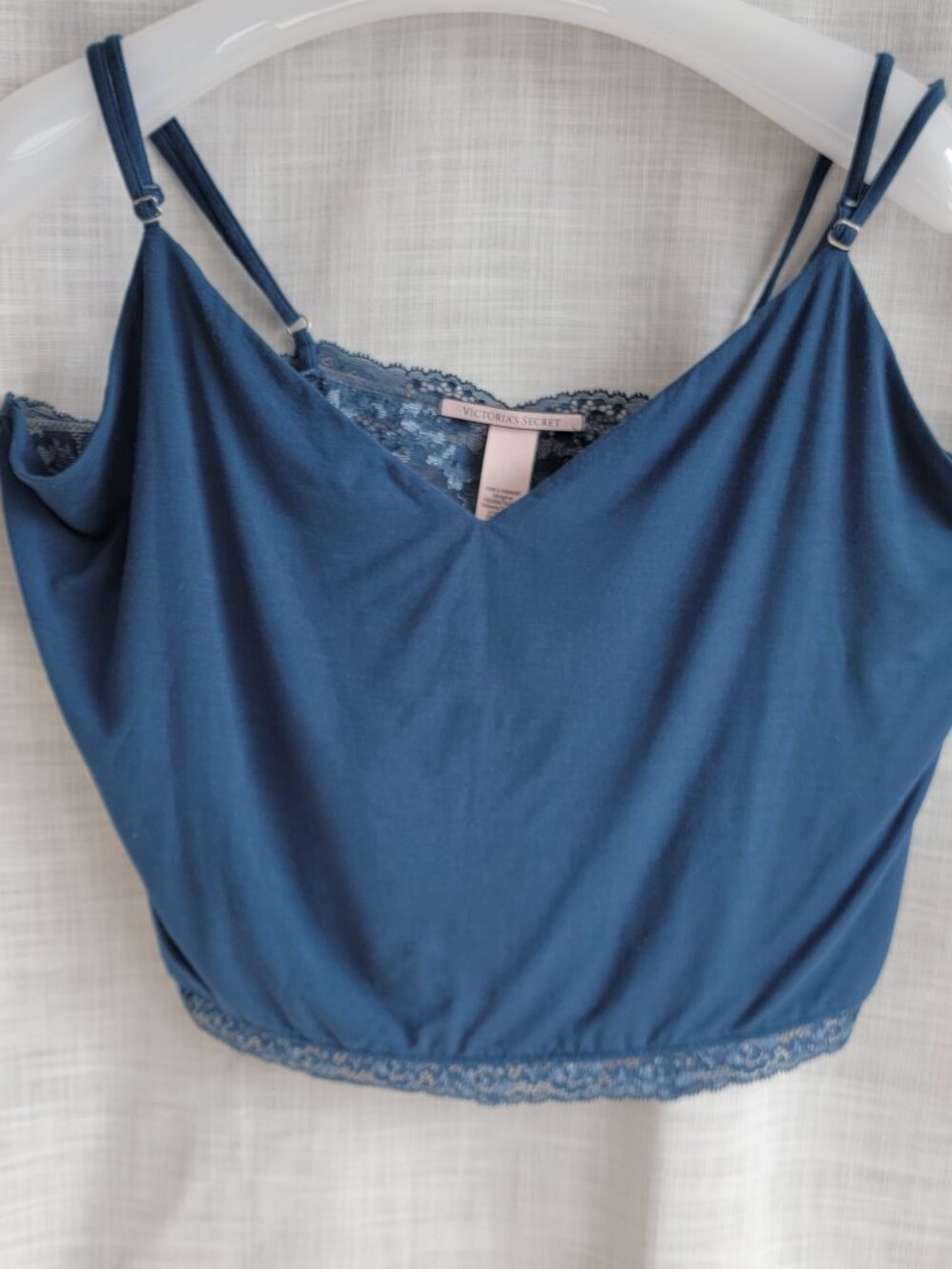 Victoria's Secret Blue Modal Lace Back Cami XL Sleep Lounge Romantic Feminine